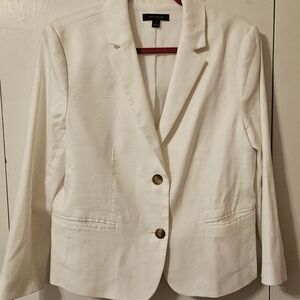 Ann Taylor White Linen Blazer, Size 12